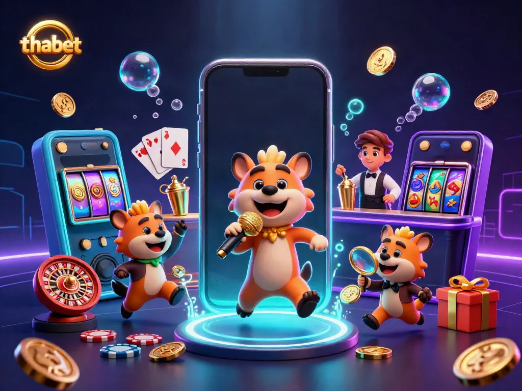 Enjoy thrilling gaming at thabet with 3D hyenas presenting a vibrant casino scene.