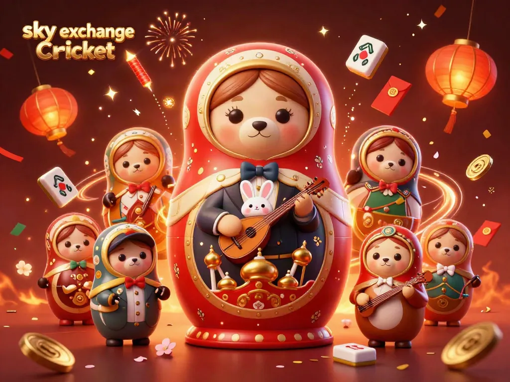 Bet on sky exchange Cricket with festive characters and vibrant casino elements.