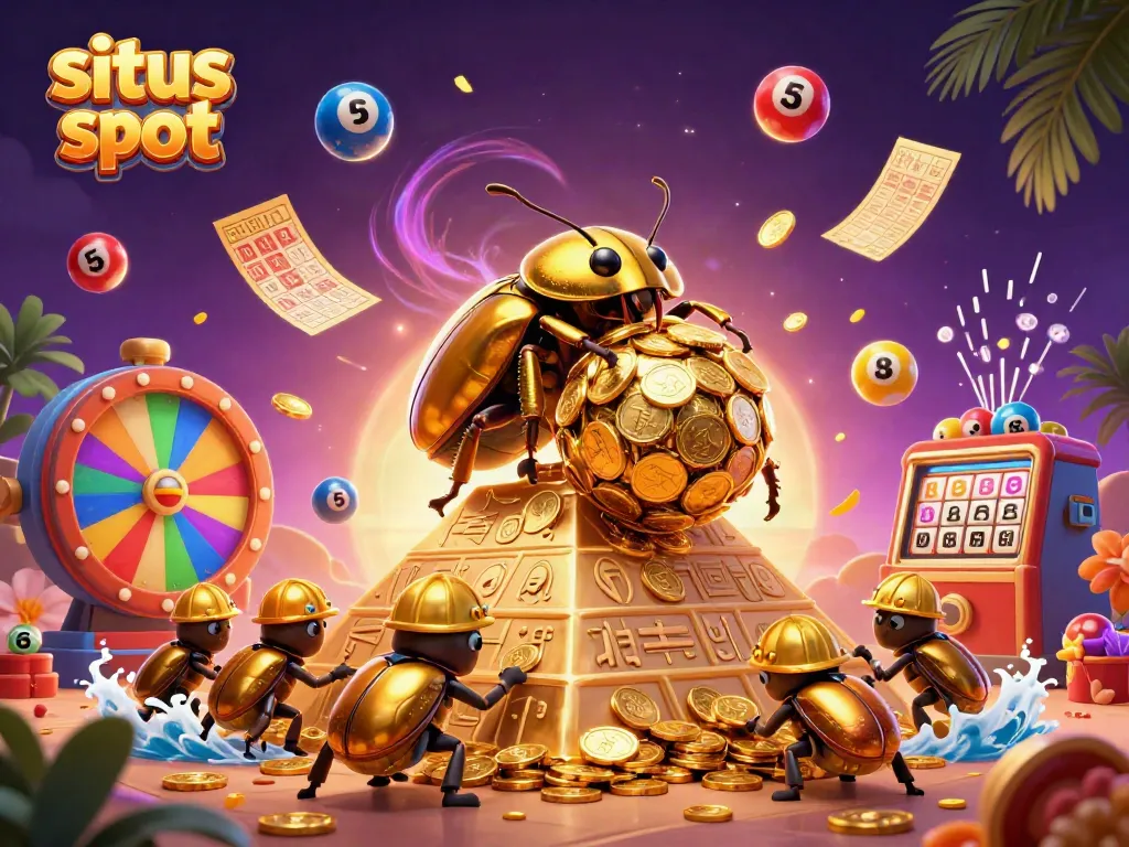 Engage with situs slot through a vibrant casino-themed illustration featuring dynamic gaming elements.