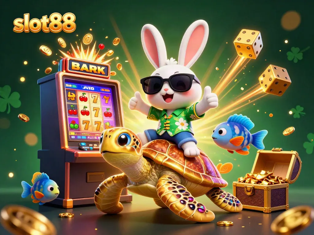 Experience winning thrills with slot88, featuring playful characters and vibrant casino elements.
