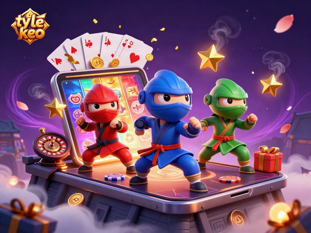 Engage with ty le keo dynamics in an exciting 3D casino scene featuring vibrant characters and game elements.