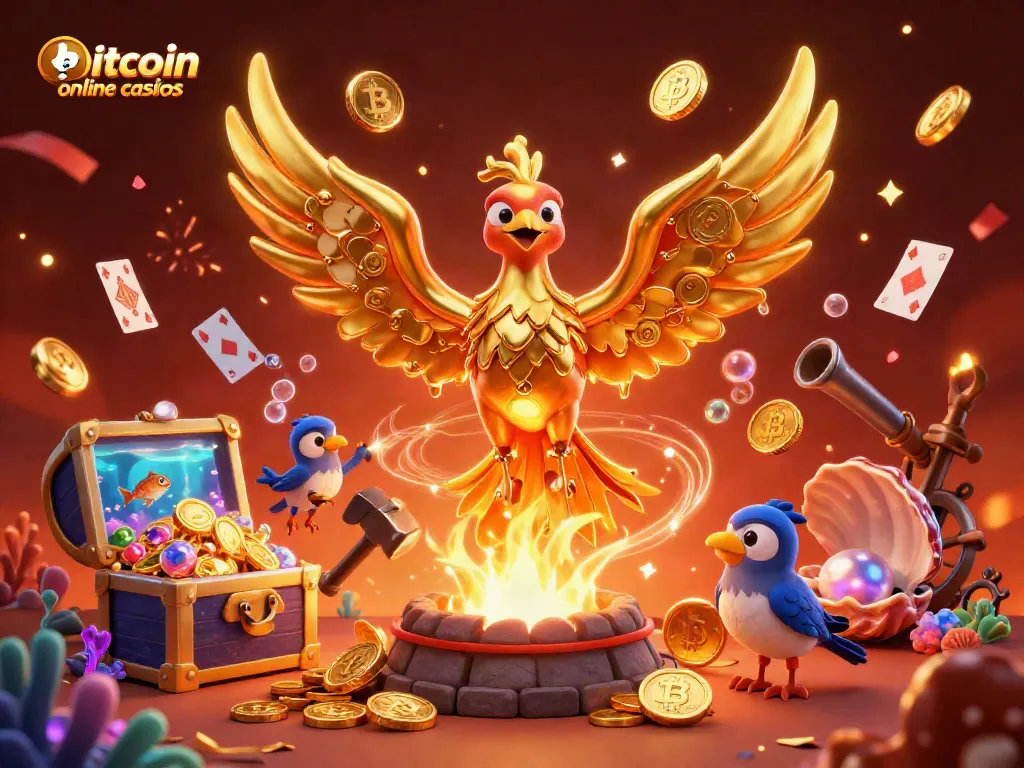 Experience thrilling action at bitcoin online casinos with vibrant gold coins and dynamic game elements.