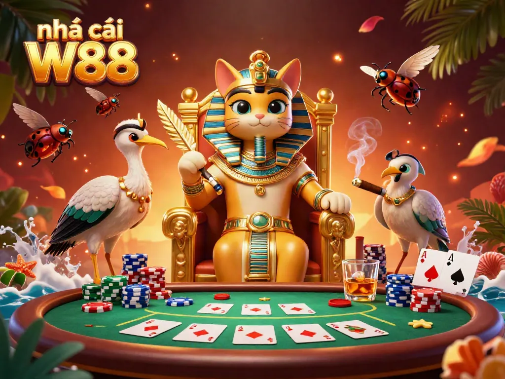 Experience thrilling poker action at nhà cái W88 with vibrant 3D characters and rich casino elements.