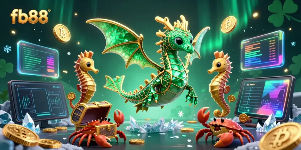 Experience thrilling gameplay at fb88 with an emerald sea dragon and treasures, perfect for gamblers.