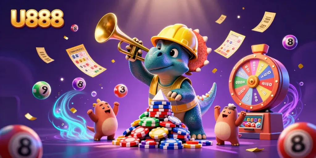 Experience exciting U888 gaming fun with vibrant characters and dynamic casino elements!
