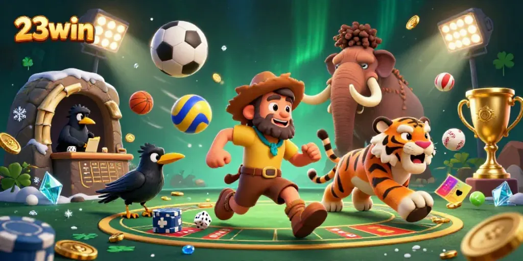 Experience the excitement of games at 23win's prehistoric casino with dynamic elements and vivid action.
