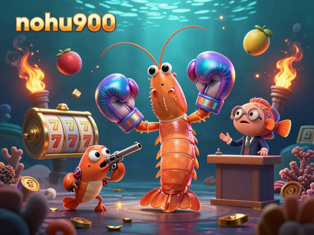 Experience thrilling gameplay at nohu900 with vibrant slot reels and characters in an underwater scene.