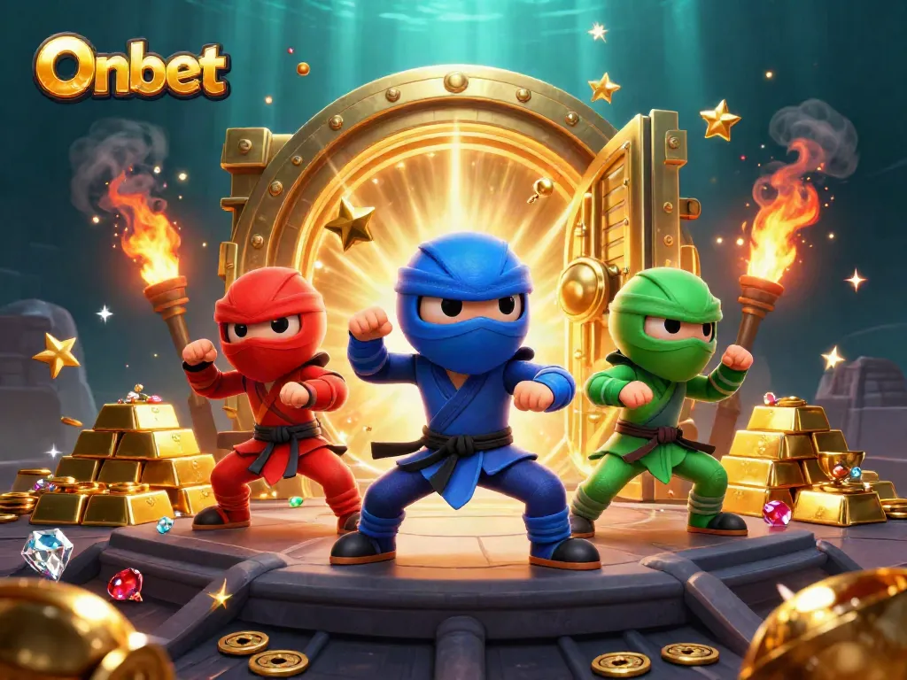 Experience Onbet with vibrant colors and energetic chameleon characters in this dynamic casino scene.