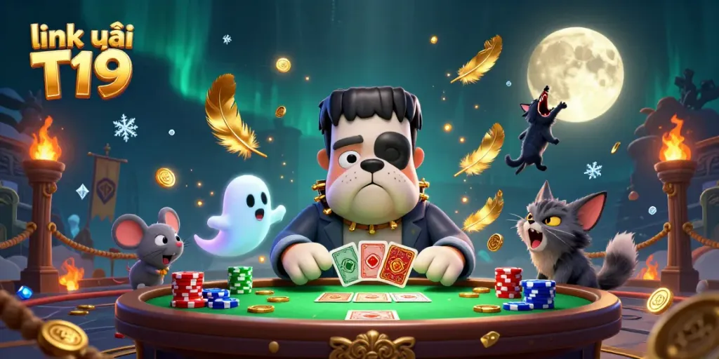 Win big while playing at T19 with vibrant 3D characters at a spooky casino table