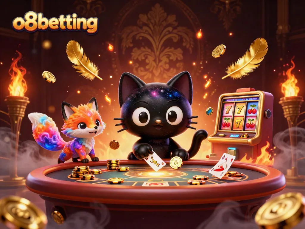 Experience the excitement with o8betting at a cosmic casino table surrounded by dazzling gaming elements.