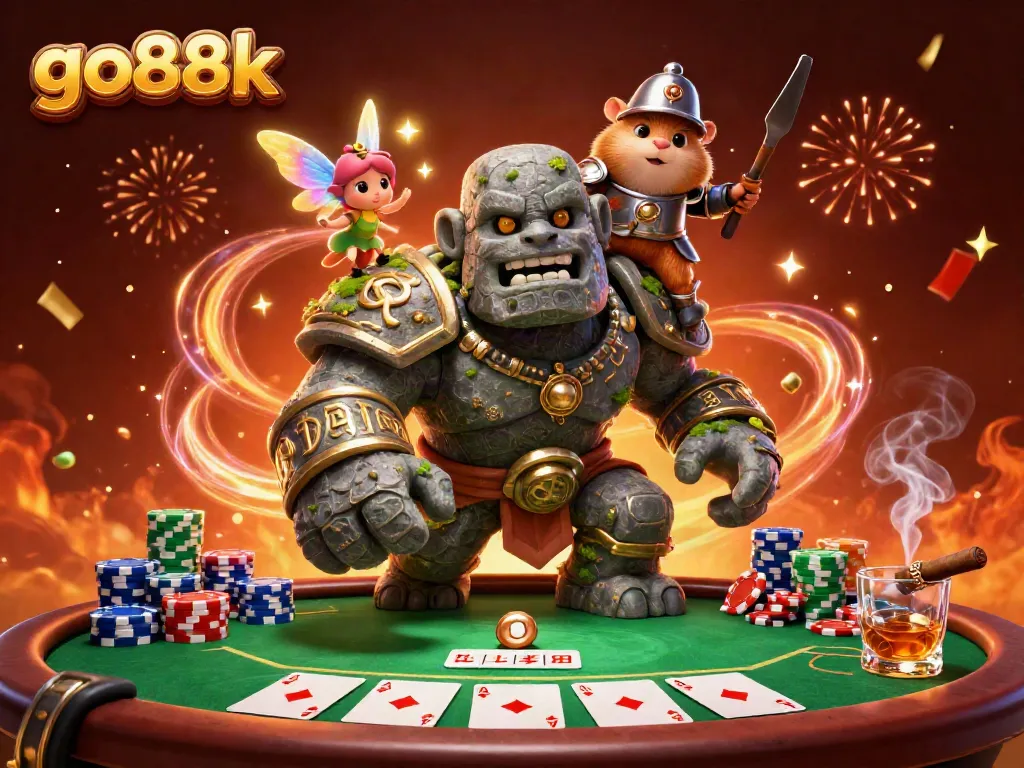 Engage with go88k's thrilling online gaming scene featuring vibrant casino elements and characters.